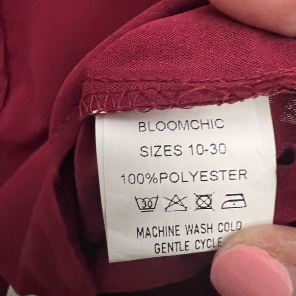 Bloomchic Laser Cut V-Neck Blouse Burgundy - Picture 6 of 7